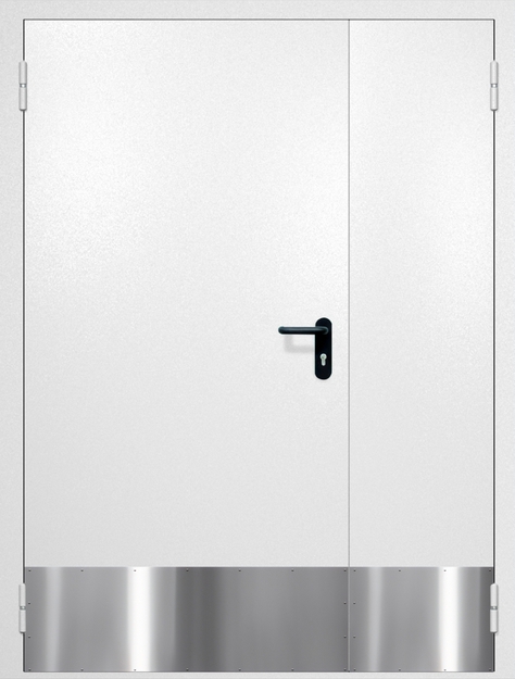 Полуторная противопожарная дверь EI-60 с отбойниками, окрас по RAL 9003 Полуторная противопожарная дверь EI-60 с отбойниками, окрас по RAL 9003