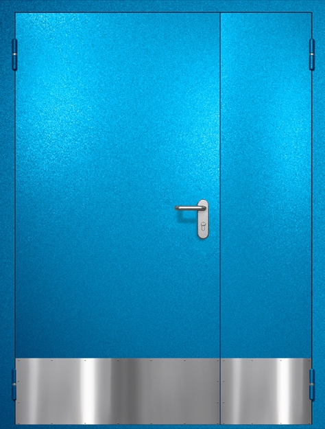 Полуторная противопожарная дверь EI-60 с отбойниками, окрас по RAL 5002 Полуторная противопожарная дверь EI-60 с отбойниками, окрас по RAL 5002