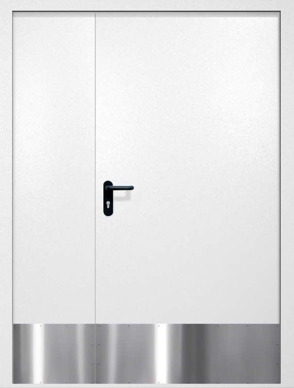 Полуторная противопожарная дверь EI-60 с отбойниками, окрас по RAL 9003 Полуторная противопожарная дверь EI-60 с отбойниками, окрас по RAL 9003