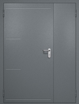 Полуторная противопожарная дверь EI-60 с рисунком на металле, окрас по RAL 7001