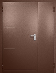 Полуторная противопожарная дверь EI-60 с рисунком на металле, окрас по RAL 8016