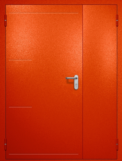 Полуторная противопожарная дверь EI-60 с рисунком на металле, окрас по RAL 3003 Полуторная противопожарная дверь EI-60 с рисунком на металле, окрас по RAL 3003