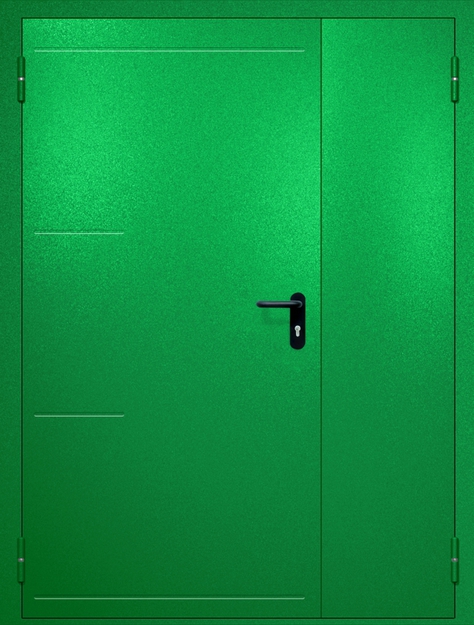 Полуторная противопожарная дверь EI-60 с рисунком на металле, окрас по RAL 6037