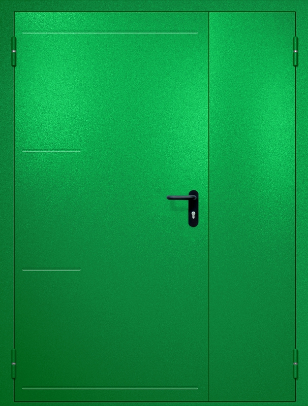 Полуторная противопожарная дверь EI-60 с рисунком на металле, окрас по RAL 6037