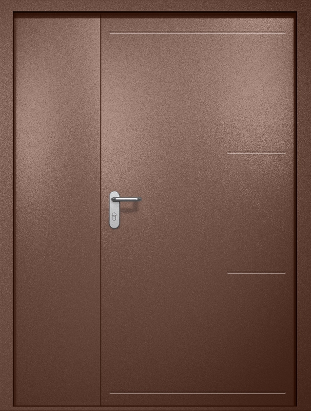 Полуторная противопожарная дверь EI-60 с рисунком на металле, окрас по RAL 8016