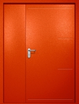 Полуторная противопожарная дверь EI-60 с рисунком на металле, окрас по RAL 3003