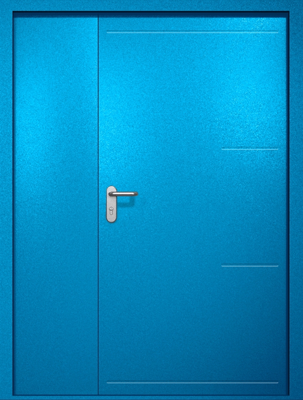 Полуторная противопожарная дверь EI-60 с рисунком на металле, окрас по RAL 5002