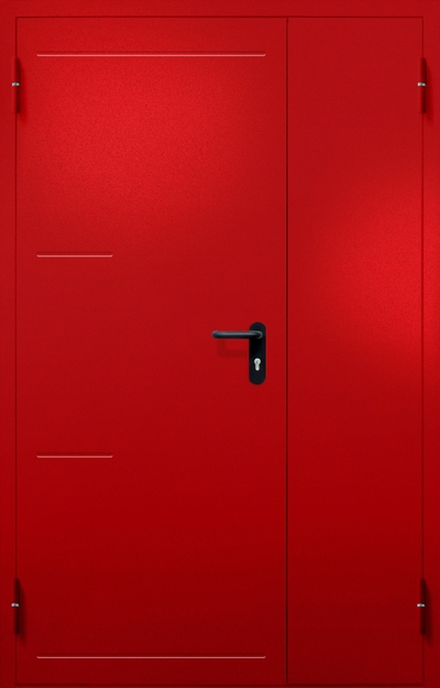 Полуторная противопожарная дверь EI-60 с рисунком на металле, окрас по RAL 3003 Полуторная противопожарная дверь EI-60 с рисунком на металле, окрас по RAL 3003
