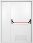 Полуторная противопожарная дверь EI-60 с вентиляцией и ручкой «Антипаника», окрас по RAL 9003