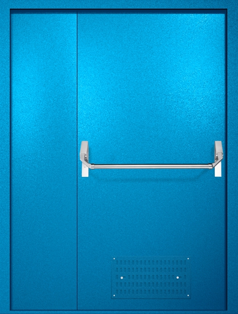 Полуторная противопожарная дверь EI-60 с вентиляцией и ручкой «Антипаника», окрас по RAL 5002