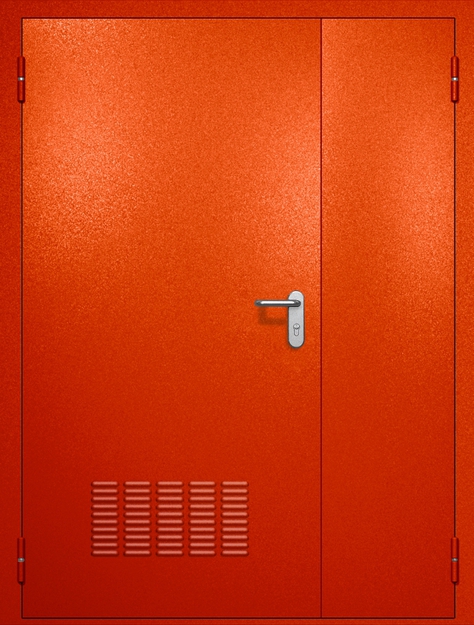 Полуторная противопожарная дверь EI-60 с вентиляцией, окрас по RAL 3003