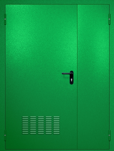 Полуторная противопожарная дверь EI-60 с вентиляцией, окрас по RAL 6037