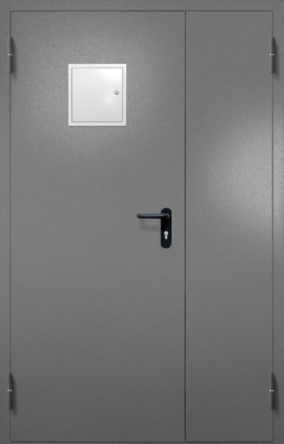 Полуторная противопожарная дверь EI-60 со стыковочным узлом сверху, окрас по RAL 7001 Полуторная противопожарная дверь EI-60 со стыковочным узлом сверху, окрас по RAL 7001