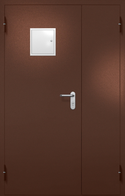 Полуторная противопожарная дверь EI-60 со стыковочным узлом сверху, окрас по RAL 8016 Полуторная противопожарная дверь EI-60 со стыковочным узлом сверху, окрас по RAL 8016