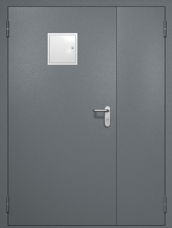 Полуторная противопожарная дверь EI-60 со стыковочным узлом сверху, окрас по RAL 7001