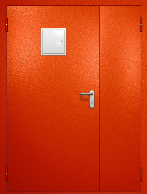 Полуторная противопожарная дверь EI-60 со стыковочным узлом сверху, окрас по RAL 3003 Полуторная противопожарная дверь EI-60 со стыковочным узлом сверху, окрас по RAL 3003