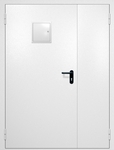 Полуторная противопожарная дверь EI-60 со стыковочным узлом сверху, окрас по RAL 9003