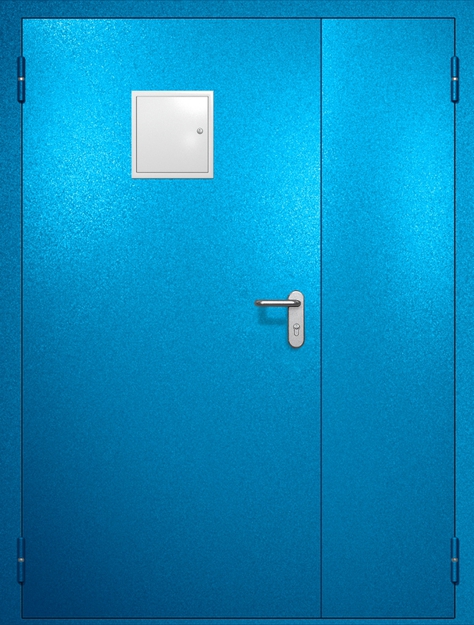 Полуторная противопожарная дверь EI-60 со стыковочным узлом сверху, окрас по RAL 5002 Полуторная противопожарная дверь EI-60 со стыковочным узлом сверху, окрас по RAL 5002