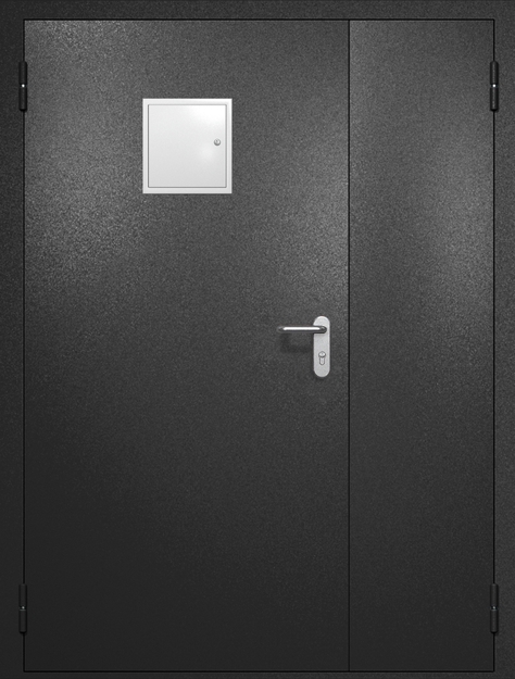 Полуторная противопожарная дверь EI-60 со стыковочным узлом сверху, окрас по RAL 9004 Полуторная противопожарная дверь EI-60 со стыковочным узлом сверху, окрас по RAL 9004