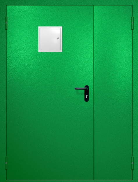 Полуторная противопожарная дверь EI-60 со стыковочным узлом сверху, окрас по RAL 6037