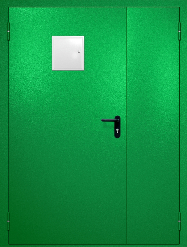 Полуторная противопожарная дверь EI-60 со стыковочным узлом сверху, окрас по RAL 6037