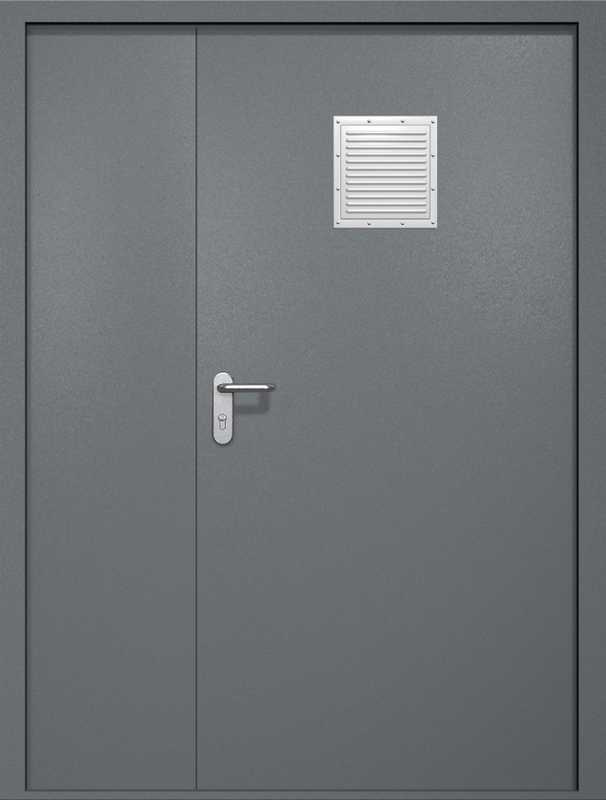 Полуторная противопожарная дверь EI-60 со стыковочным узлом сверху, окрас по RAL 7001
