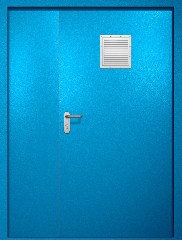 Полуторная противопожарная дверь EI-60 со стыковочным узлом сверху, окрас по RAL 5002 Полуторная противопожарная дверь EI-60 со стыковочным узлом сверху, окрас по RAL 5002