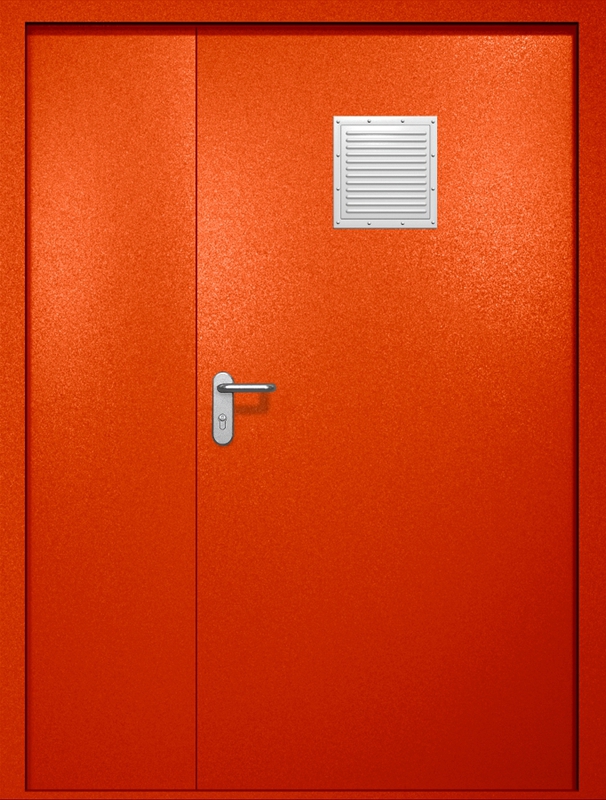Полуторная противопожарная дверь EI-60 со стыковочным узлом сверху, окрас по RAL 3003