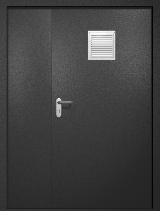 Полуторная противопожарная дверь EI-60 со стыковочным узлом сверху, окрас по RAL 9004