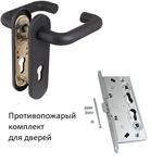 Полуторная противопожарная дверь EI-60 с широким стеклопакетом и ручкой «Антипаника», окрас по RAL 8016