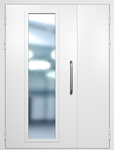 Полуторная техническая дверь с ручкой-скобой и максимальным стеклопакетом, окрас по RAL 9003